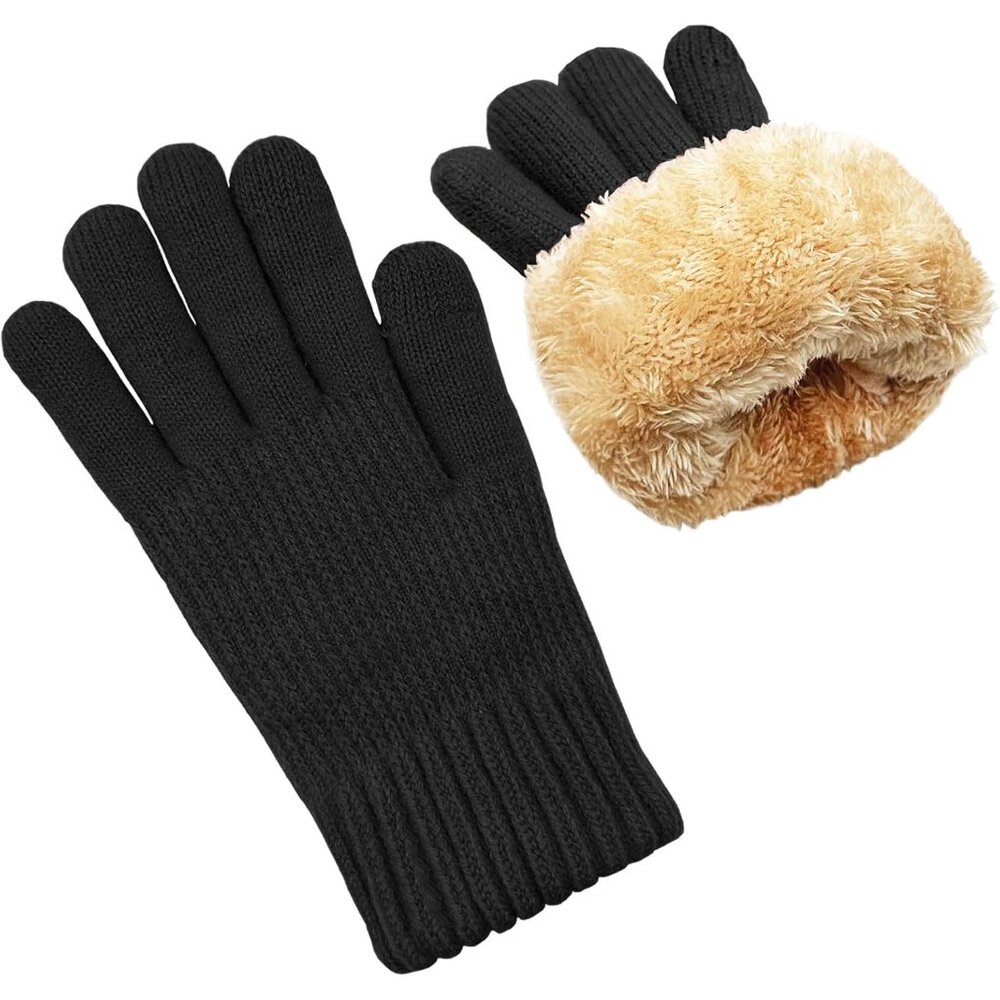 Winter Gloves for Women Warm Wool Touch Screen Ladies Windproof Thermal Knit Fle